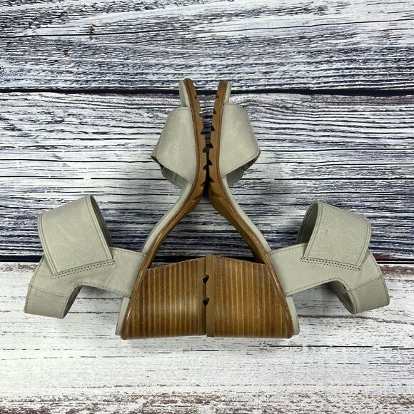 Sorel Nadia Heeled Sandals Elastic Ankle Strap Dove Gray Leather Shoes Women’s 9 - Picture 6 of 8